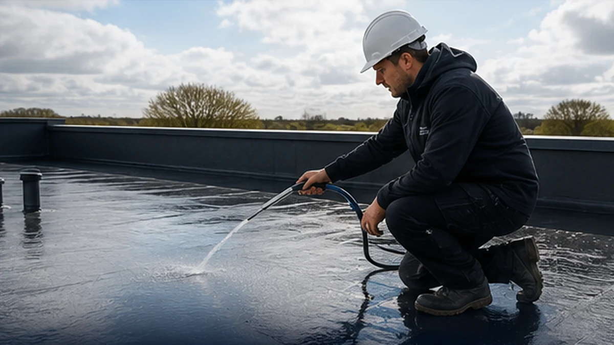 Inspection being carried out on a flat roof
