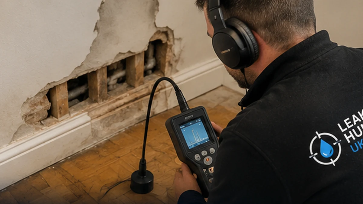 Leak detection equipment being used inside a property